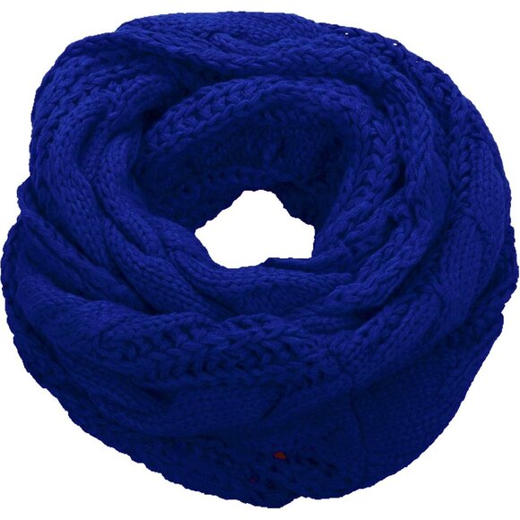 Women's Twist Royal Blue Thick Ribbed Knit Winter Infinity Circle Loop Scarf